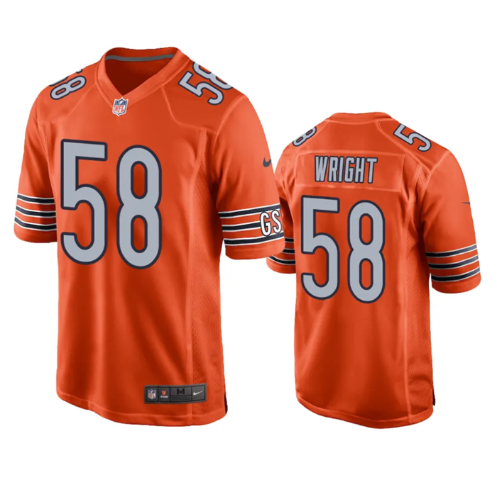 Chicago Bears #58 Darnell Wright Orange Stitched Game Jersey