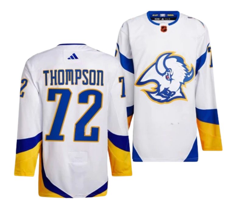 Buffalo Sabres #72 Tage Thompson White 2022 23 Reverse Retro Stitched Jersey