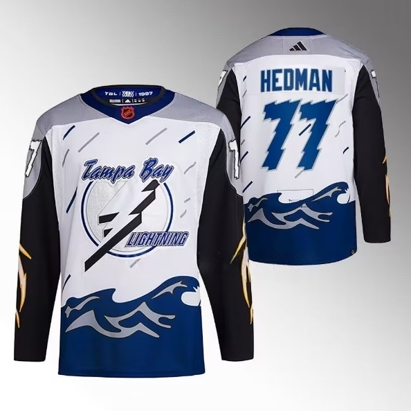 Tampa Bay Lightning #77 Victor Hedman White 2022-23 Reverse Retro Stitched Jersey