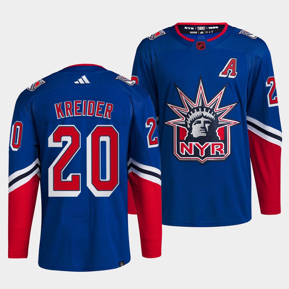 New York Rangers #20 Chris Kreider Blue 2022-23 Reverse Retro Stitched Jersey