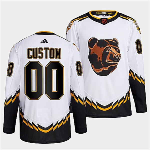 Boston Bruins Custom White 2022-23 Reverse Retro Stitched Jersey
