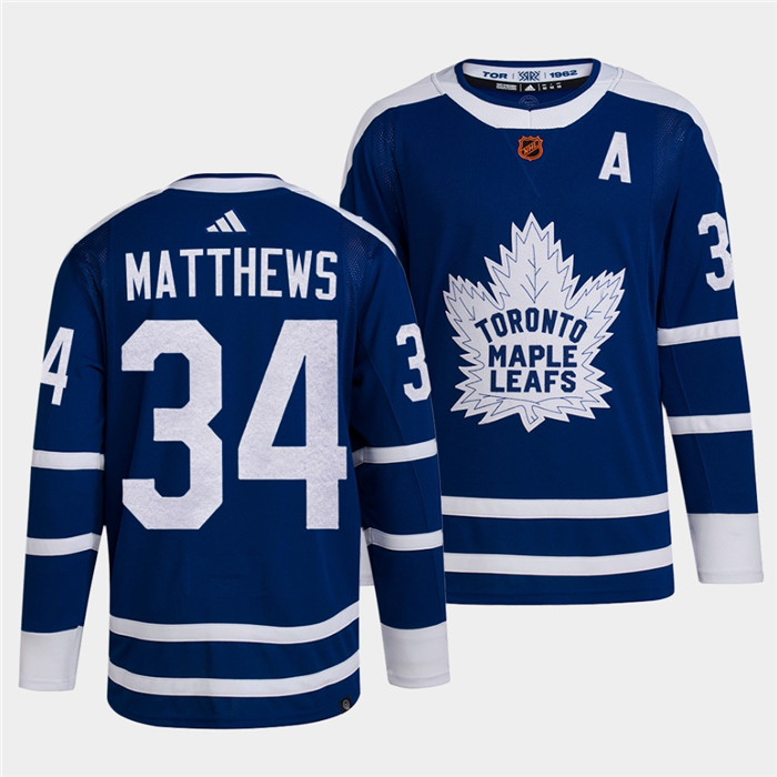 Toronto Maple Leafs #34 Auston Matthews Blue 2022-23 Reverse Retro Stitched Jersey