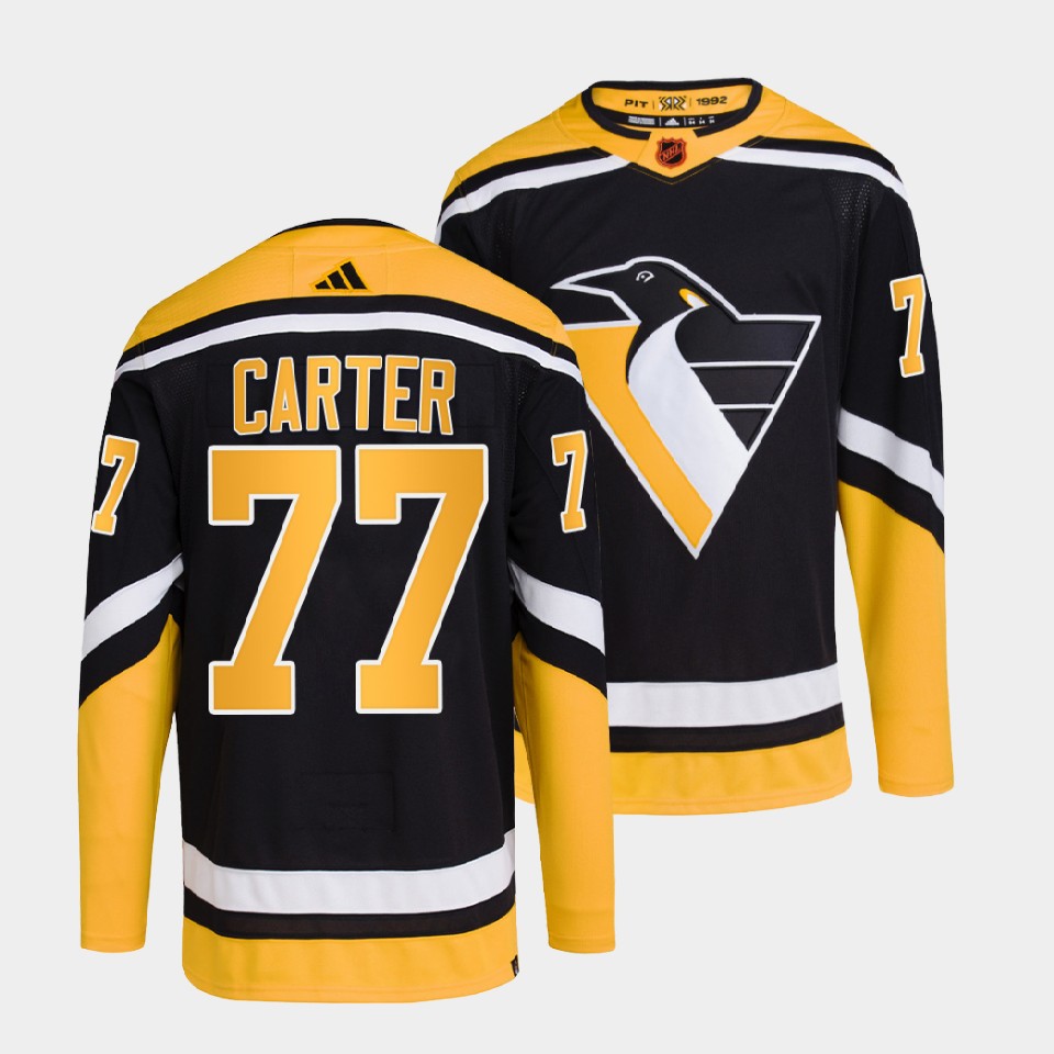 Pittsburgh Penguins #77 Jeff Carter Black 2022-23 Reverse Retro Stitched Jersey