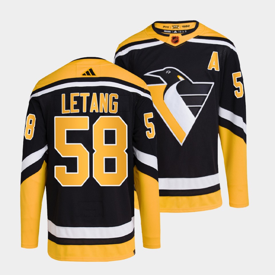 Pittsburgh Penguins #58 Kris Letang Black 2022-23 Reverse Retro Stitched Jersey