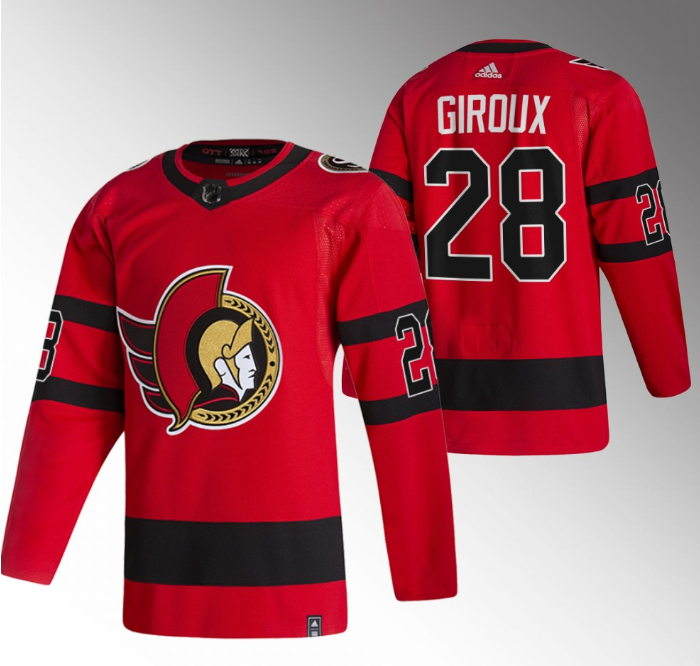 Ottawa Senators #28 Claude Giroux 2021 Red Reverse Retro Stitched Jersey