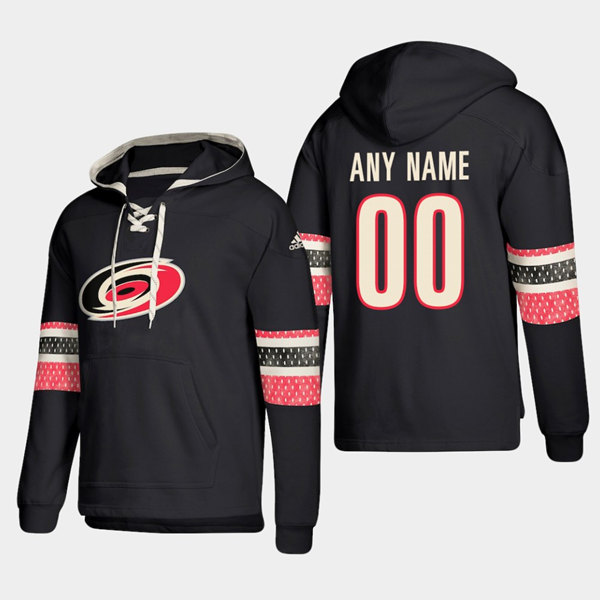 Carolina Hurricanes Custom Black Ageless Must-Have Lace-Up Pullover Hoodie