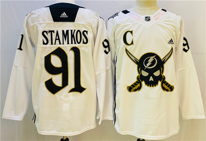 Tampa Bay Lightning #91 Steven Stamkos White Stitched Jersey