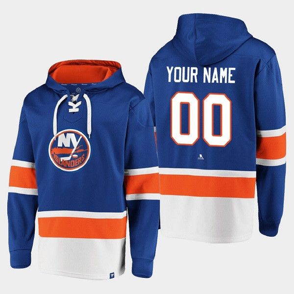 New York Islanders Custom Royal Ageless Must-Have Lace-Up Pullover Hoodie