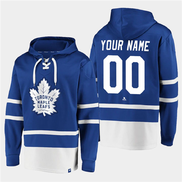 Toronto Maple Leafs Custom Blue All Stitched Sweatshirt Hoodie