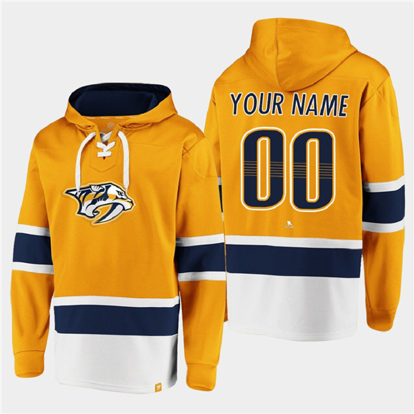 Nashville Predators Custom Gold Ageless Must-Have Lace-Up Pullover Hoodie