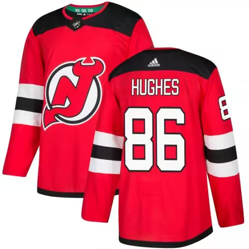 New Jersey Devils #86 Jack Hughes Red Stitched Jersey