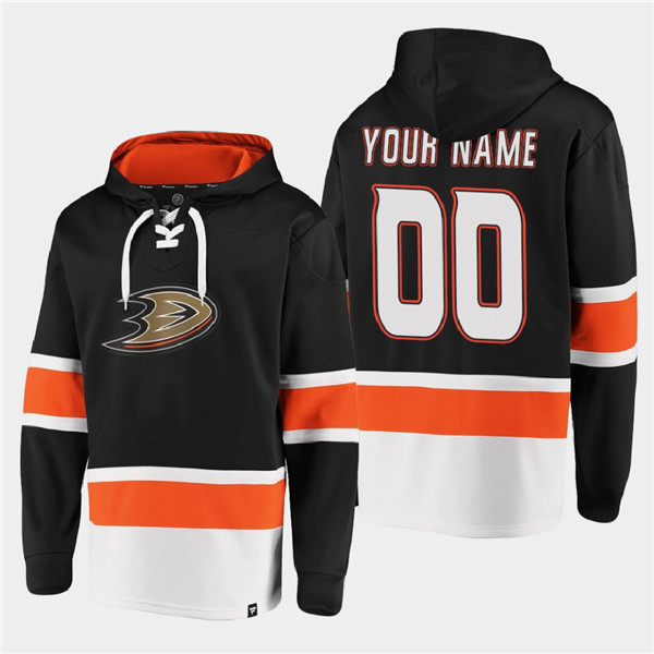 Anaheim Ducks Custom Black Ageless Must-Have Lace-Up Pullover Hoodie