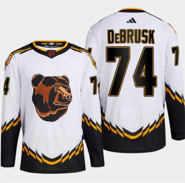 Boston Bruins #74 Jake DeBrusk White 2022-23 Reverse Retro Stitched Jersey