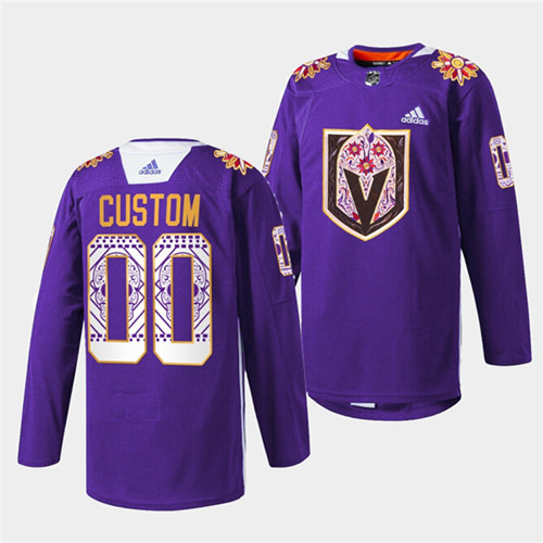 Vegas Golden Knights Custom Purple Hispanic Heritage Warmup Stitched Jersey