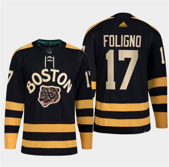 Boston Bruins #17 Nick Foligno Black Classic Primegreen Stitched Jersey
