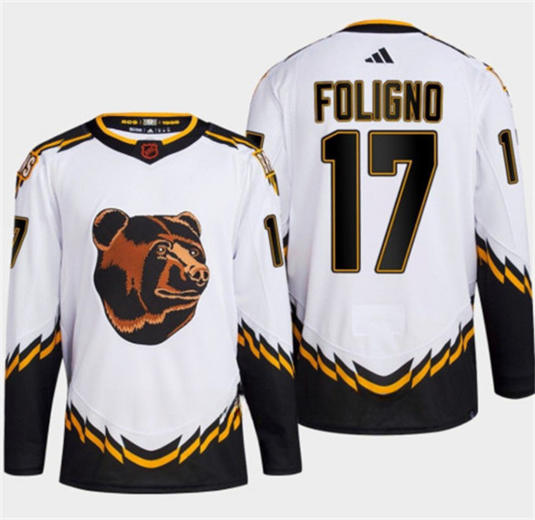Boston Bruins #17 Nick Foligno White 2022-23 Reverse Retro Stitched Jersey
