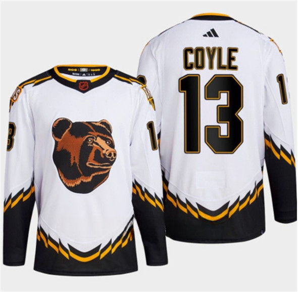 Boston Bruins #13 Charlie Coyle White 2022-23 Reverse Retro Stitched Jersey