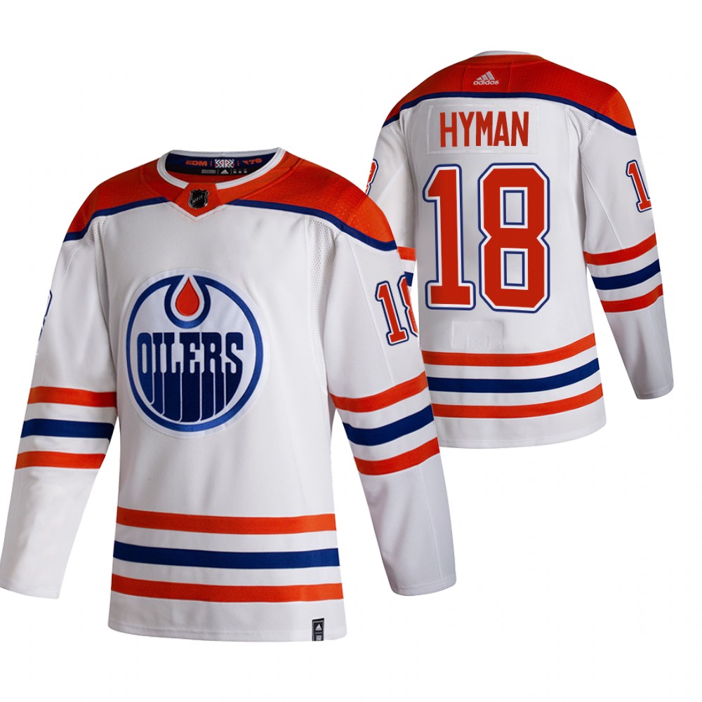 Edmonton Oilers #18 Zach Hyman 2021 Reverse Retro White Stitched Jersey