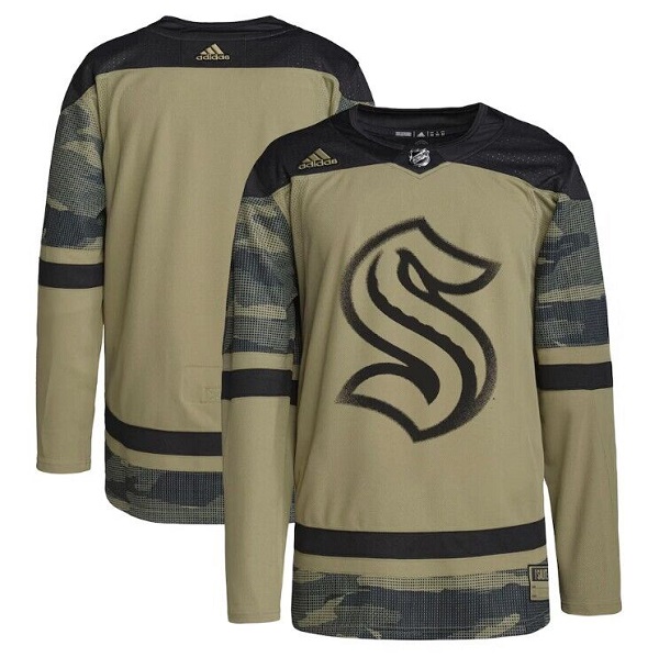 Seattle Kraken Blank Olive Salute To Service Stitched Jersey
