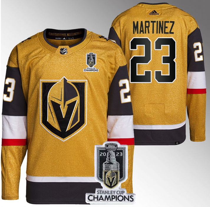 Vegas Golden Knights #23 Alec Martinez Gold 2023 Stanley Cup Champions Stitched Jersey