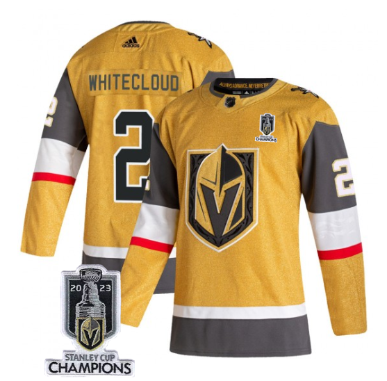 Vegas Golden Knights #2 Zach Whitecloud Gold 2023 Stanley Cup Champions Stitched Jersey