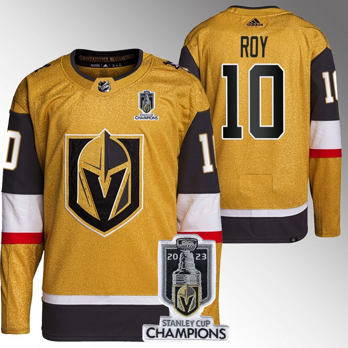 Vegas Golden Knights #10 Nicolas Roy Gold 2023 Stanley Cup Champions Stitched Jersey