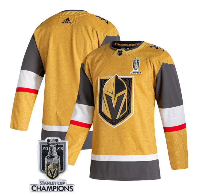 Vegas Golden Knights Blank Gold 2023 Stanley Cup Champions Stitched Jersey