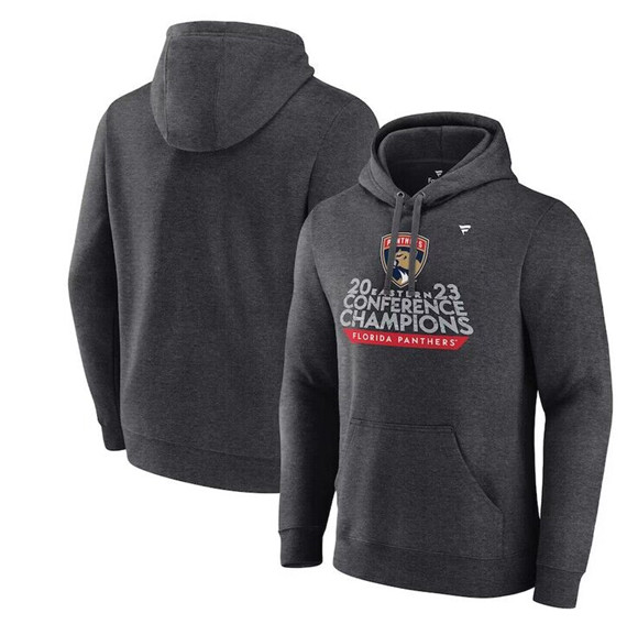 Florida Panthers Heather Charcoal 2023 Eastern Conference Champions Locker Room Pullover Hoodie