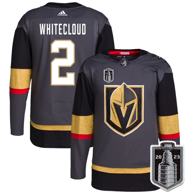 Vegas Golden Knights #2 Zach Whitecloud Gray 2023 Stanley Cup Final Stitched Jersey