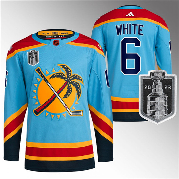Florida Panthers #6 Colin White Blue 2023 Stanley Cup Final Reverse Retro Stitched Jersey