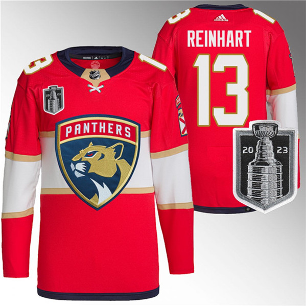 Florida Panthers #13 Sam Reinhart Red 2023 Stanley Cup Final Stitched Jersey