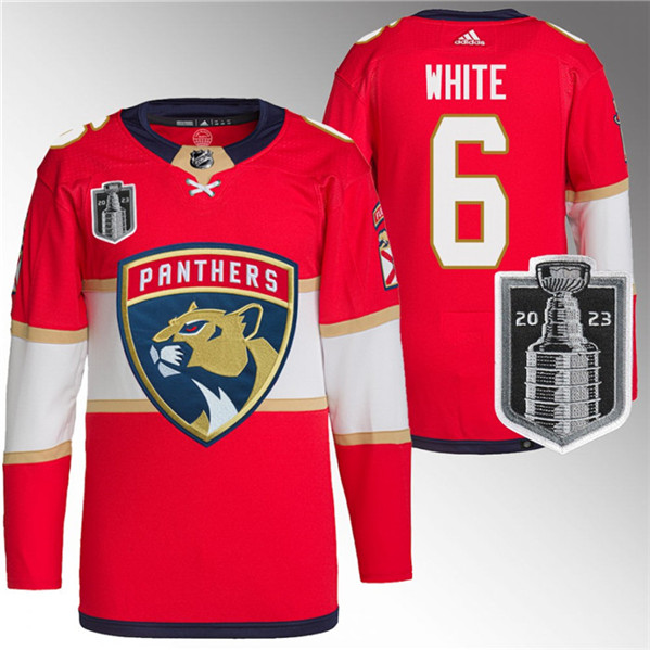 Florida Panthers #6 Colin White Red 2023 Stanley Cup Final Stitched Jersey