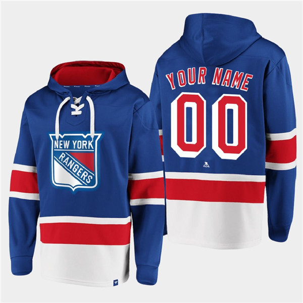New York Rangers Custom Royal All Stitched Sweatshirt Hoodie