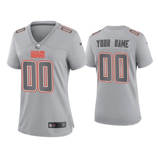 Women's Cleveland Browns Active Player Custom Grey Atmosphere Fashion Stitched Game Jersey(Run Small)