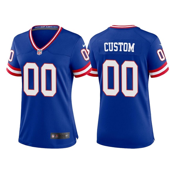 Women's New York Giants Active Player Custom Royal Classic Retired Player Stitched Game Jersey(Run Small)