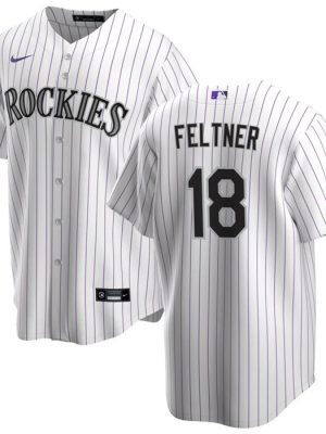 Colorado Rockies #18 Ryan Feltner White Stitched Jersey