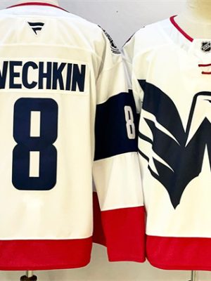 Washington Capitals #8 Alexander Ovechkin White Navy With C Patch Stadium Series Stitched Jersey