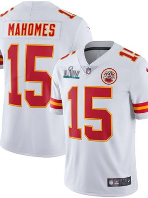 Chiefs #15 Patrick Mahomes Super Bowl LIV White Vapor Untouchable Limited Stitched Jersey