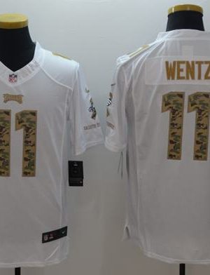 Eagles #11 Carson Wentz White Stitched Limited Salute To Service Nike Jersey