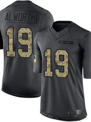 Chargers #19 Lance Alworth Black Stitched Limited 2016 Salute To Service Nike Jersey