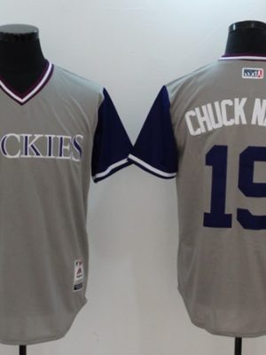 Colorado Rockies #19 Charlie Blackmon "Chuck Nazty" Grey Stitched Jersey