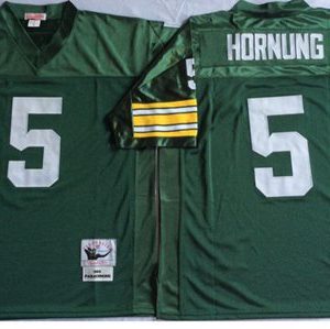 Mitchell And Ness 1966 Packers #5 Paul Hornung Green Throwback Stitched Jersey