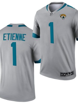 Jacksonville Jaguars #1 Travis Etienne JR Silver 2021 Inverted Legend Stitched Jersey