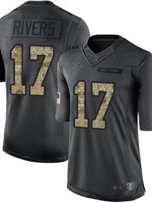 Chargers #17 Philip Rivers Black Stitched Limited 2016 Salute To Service Nike Jersey