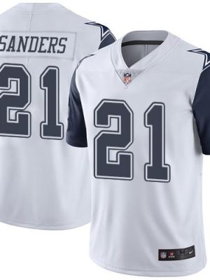 Cowboys #21 Deion Sanders White Stitched Limited Rush Nike Jersey