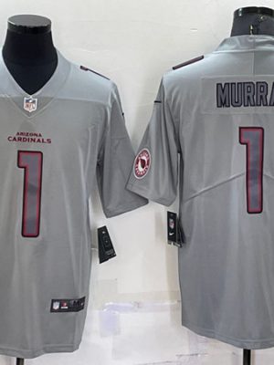 Arizona Cardinals #1 Kyler Murray Gray With Patch Atmosphere Fashion Stitched Jersey