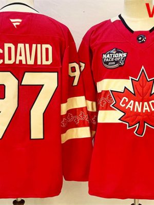 Canada #97 Connor McDavid Red 2025 4 Nations Face-Off Premium With A Patch Stitched Jersey