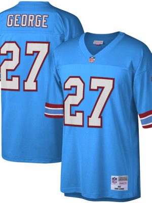 Tennessee Oilers #27 Eddie George Mitchell Ness Light Blue Throwback Stitched Jersey
