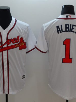 Atlanta Braves #1 Ozhaino Albies White Flexbase Stitched Jersey