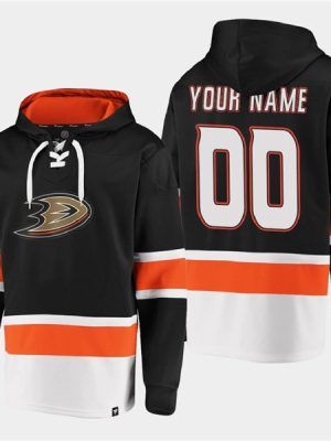 Anaheim Ducks Custom Black Ageless Must-Have Lace-Up Pullover Hoodie